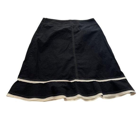 Neesh by DAR A Line Skirt Size Large L Black w/ White Trim Pocket Flutter Hem - Picture 3 of 5
